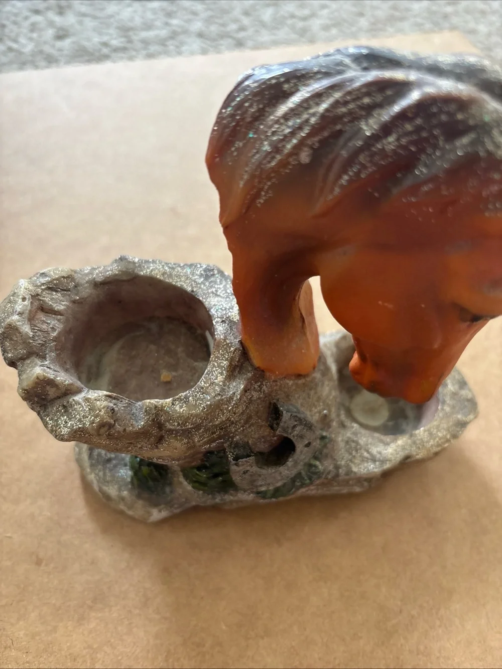 Vintage Resin Horse Head Candle Holder Rustic Western Cowboy Votive Figurine